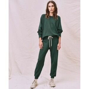 The GREAT. Emerald green the cropped sweatpants womens size 2 medium 100% cotton